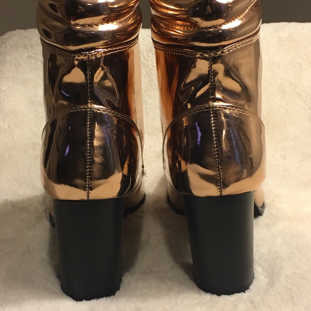 Rose Gold Pointed Toe Booties - Picture 4 of 4